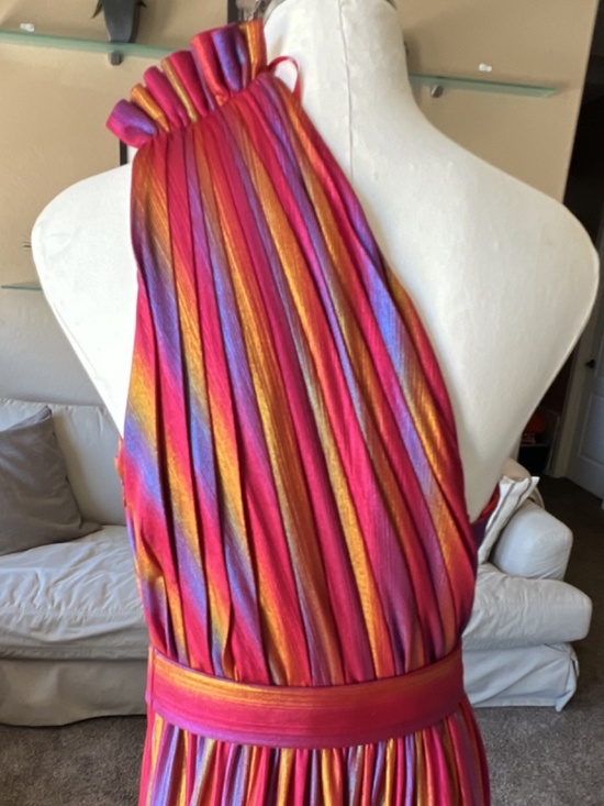 retrofête Multicolor Striped One-Shoulder Sleeveless Belted Maxi Dress Size XL - Picture 6 of 11
